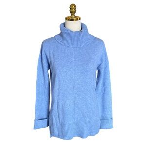 RACHEL ZOE WOMEN'S 100% 2-PLY CASHMERE BLUE TURTLE NECK LONG SLEEVE SWEATER SZ S